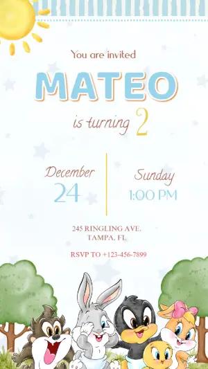 Baby Cartoon Birthday Invitation | Editable Digital Template
