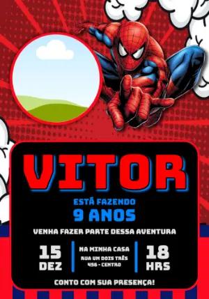Convite Digital Homem-Aranha para Aniversário Infantil para Editar