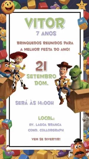 Convite de Aniversário Toy Story com Personagens para Editar