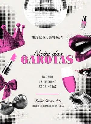 Convite Aniversário Noite das Garotas Editável Online