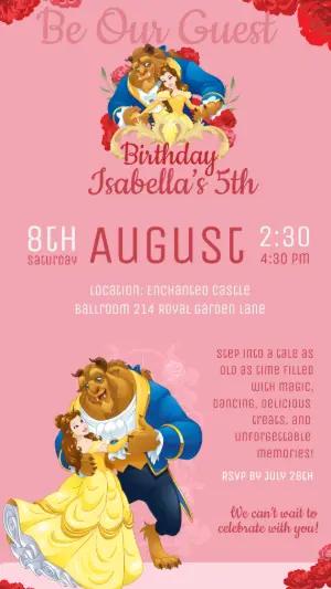 Beauty and the Beast Birthday Invite | Editable Digital Template