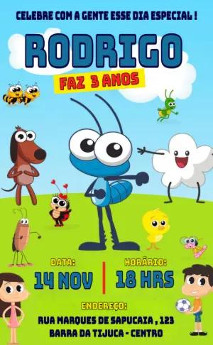 Convite Aniversário Bob Zoom e sua Turma para Editar Online