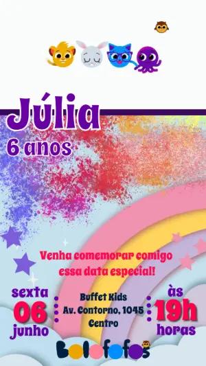 Convite Animado Aniversário Bolofofos para Editar Online