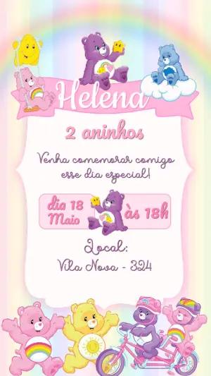 Convite de Aniversário Ursinhos Carinhosos Fofo para Editar