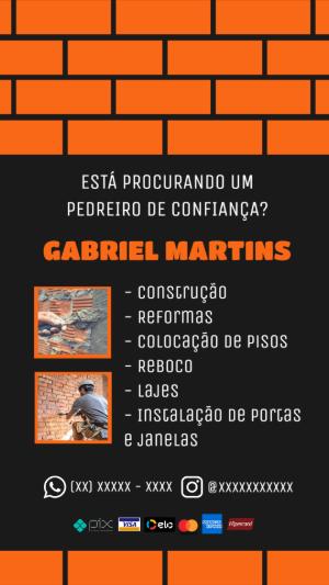 Cartão de Visita Pedreiro Editável para Divulgar Serviços