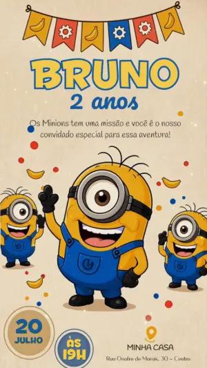 Convite Animado Minions Aniversário Infantil Editável