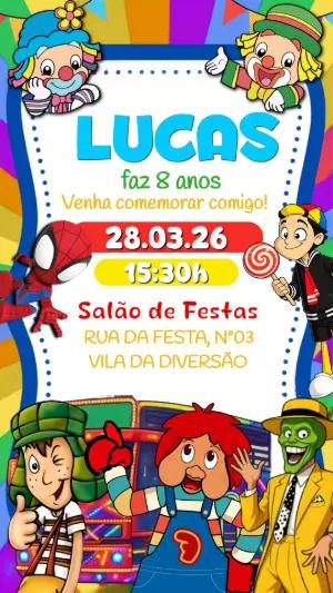 Convite de Aniversário Carreta Furacão Colorido para Editar