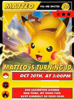 Pokémon Pikachu Birthday Invitation Template to Edit