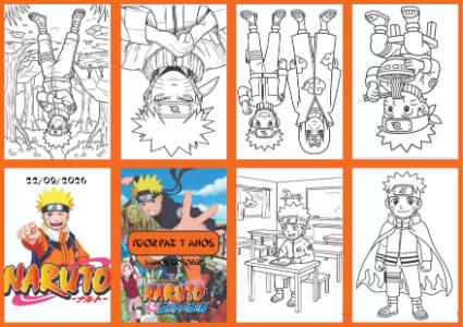 Livrinho de Colorir Naruto para Aniversário | Modelo Editável