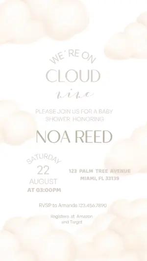Cloud Nine Baby Shower Invitation Editable Template