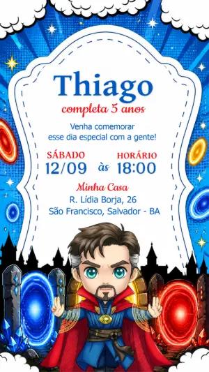 Convite de Aniversário Doutor Estranho Chibi para Editar