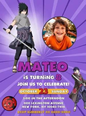 Sasuke Anime Birthday Invitation | Editable Digital Template