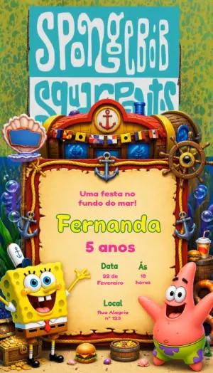 Convite em Vídeo Aniversário Bob Esponja para Editar