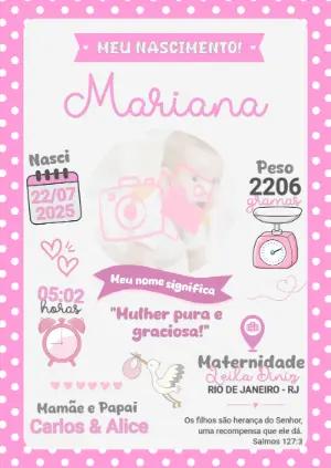 Quadro Nascimento Rosa com Foto para Editar Online