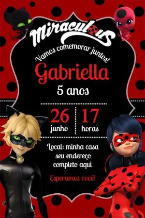 Convite de Aniversário Miraculous Ladybug para Editar Online