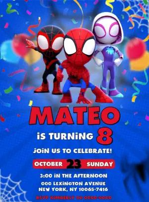 Spidey and His Amazing Friends Birthday Invitation to Edit Online