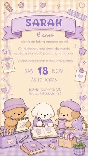 Convite de Aniversário Editável Bobbie Goods