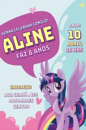 Convite Aniversário My Little Pony para Editar Online