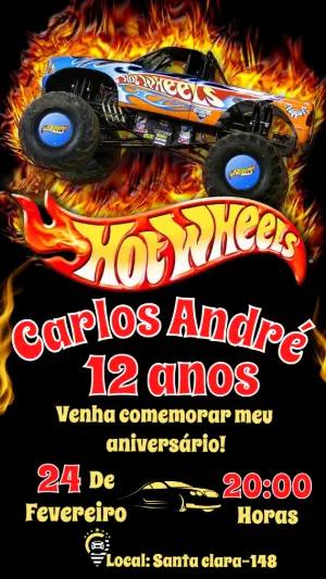 Convite de Aniversário Carros Monster Truck Editável
