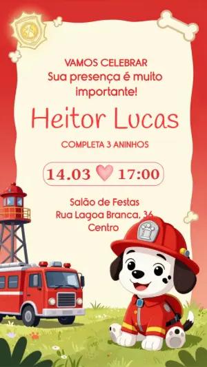 Convite de Aniversário Patrulha Canina Marshall Editável