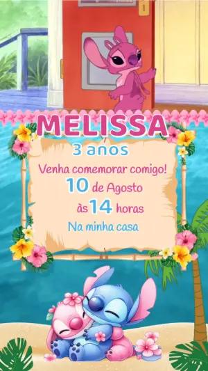 Convite Animado Aniversário Stitch e Angel para Editar Online