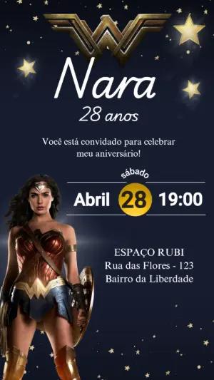 Convite Aniversário Mulher Maravilha para Editar Online