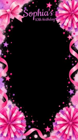 Gabby's Dollhouse Cheerleader Birthday Photo Frame Template