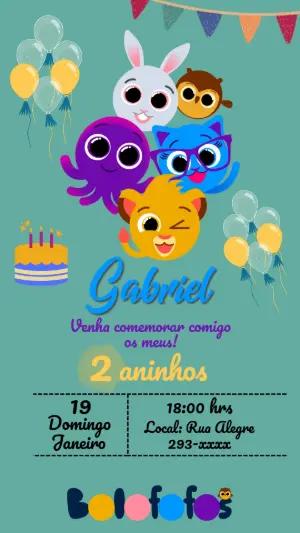 Convite de Aniversário Bolofofos Colorido para Editar