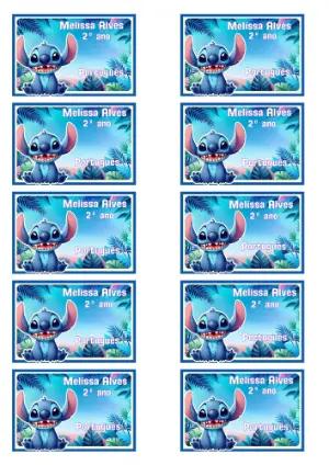 Etiqueta Escolar do Stitch Tropical para Editar e Imprimir