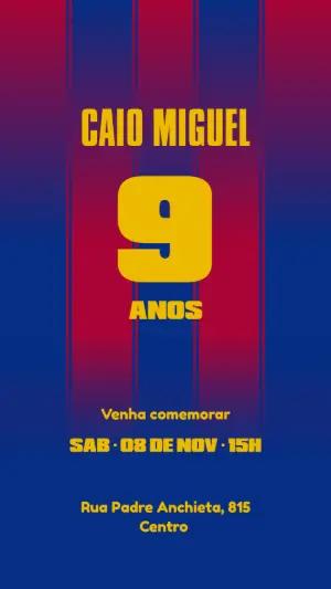 Convite Aniversário Futebol Camisa de Time para Editar Online