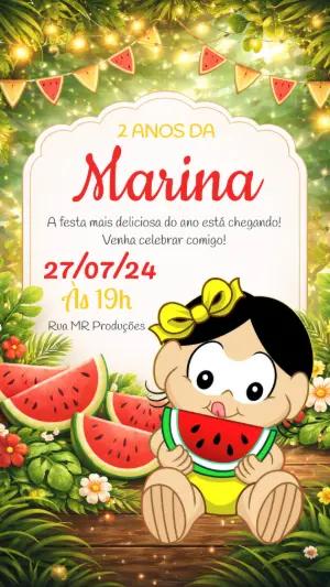 Convite Digital Aniversário Magali Baby Tema Melancia Editável