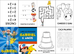 Livro de Atividades Pokémon Editável para Festa Infantil