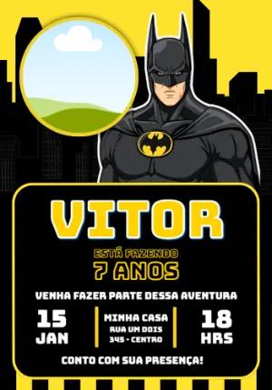 Convite Digital Batman Aniversário Infantil Editável com Foto