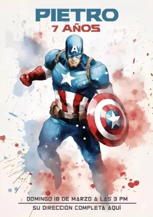 Invitación de Cumpleaños del Capitán América para Editar Online