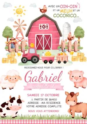 Invitation Anniversaire Ferme Garçon à Modifier en Ligne