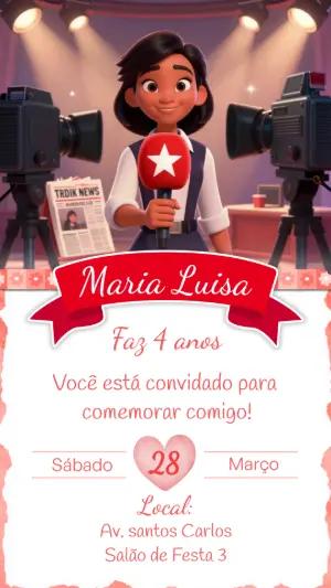 Convite Digital de Aniversário Repórter Mirim para Editar