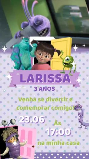 Convite Animado Aniversário Monstros S.A. para Editar Online