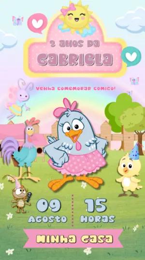 Convite de Aniversário Galinha Pintadinha para Editar Online
