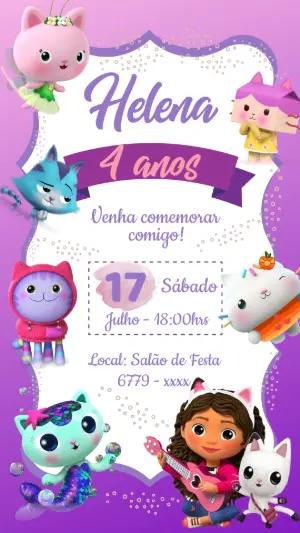 Convite de Aniversário A Casa Mágica da Gabby Editável