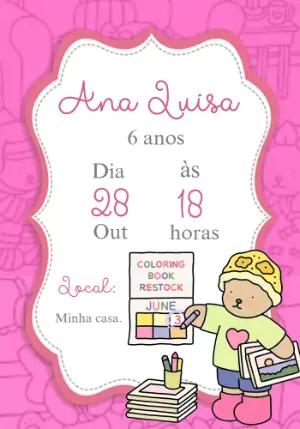Convite Aniversário Infantil Ursinho Fofo para Editar Online