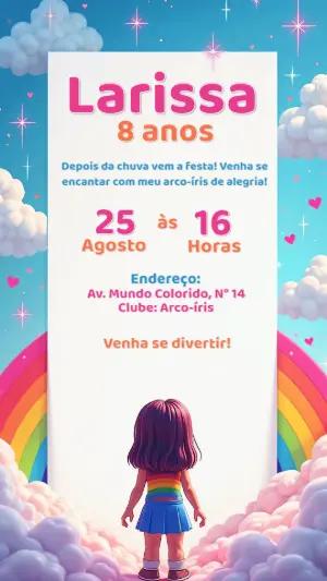 Convite de Aniversário Arco-íris para Editar Online