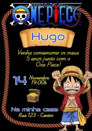 Convite de Aniversário One Piece com Luffy para Editar Online