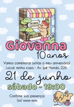 Convite de Aniversário Bobbie Goods Fofo para Editar Online