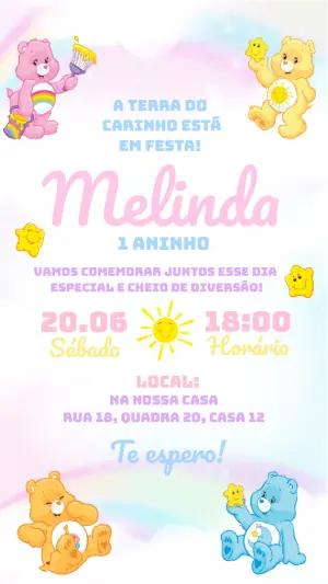 Convite Digital Ursinhos Carinhosos Aniversário Infantil Editável