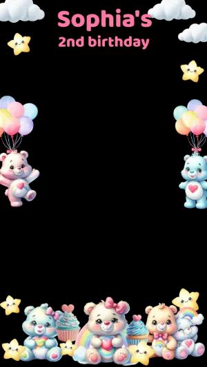 Cute Teddy Bear Birthday Photo Frame Editable Template