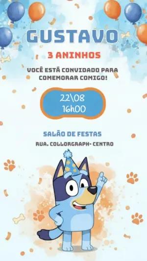 Convite de Aniversário Bluey Colorido para Editar Online