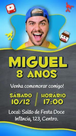 Convite de Aniversário Luccas Neto Editável para Imprimir