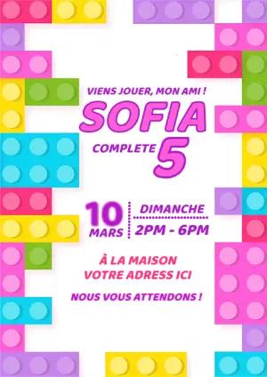 Invitation Anniversaire Lego Blocs Colorés | Modèle à Modifier