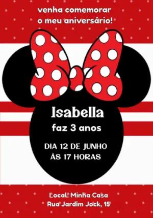 Convite de Aniversário Minnie Mouse Vermelha para Editar Online