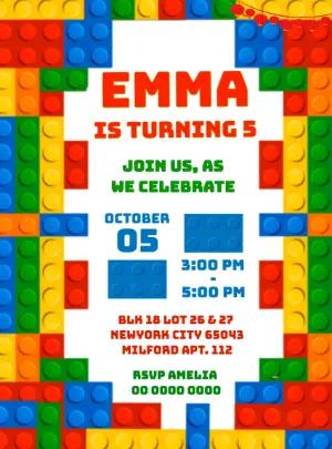 Editable Building Blocks Birthday Invitation Online